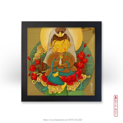 Tranh giấy Art - Quan Thế Âm Tọa Thiền
